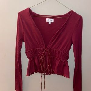 Maroon Tie Up Top